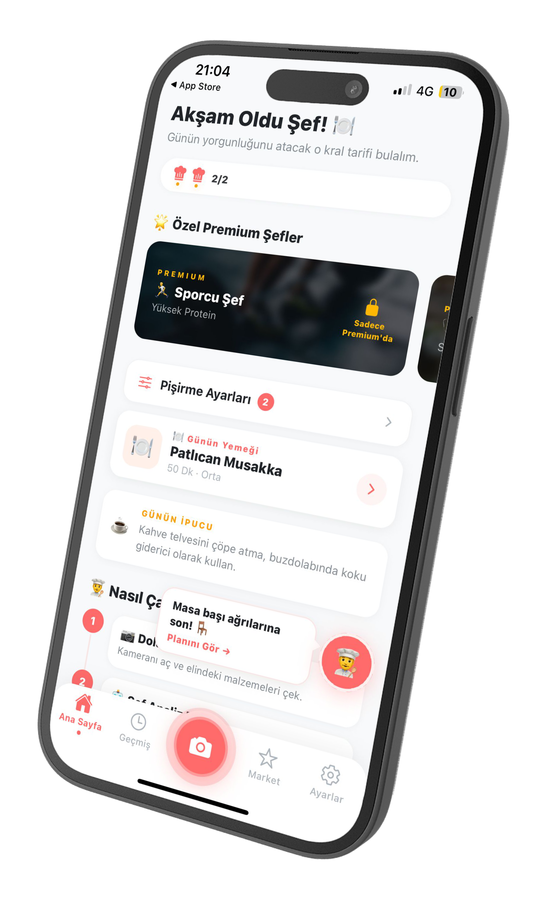 Şefim Uygulama Ekranı